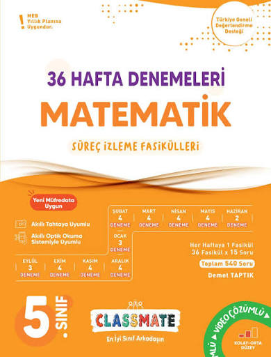 OKYANUS YAYINLARI 5.SINIF CLASSMATE 36 HAFTA DENEMELERİ MATEMATİK