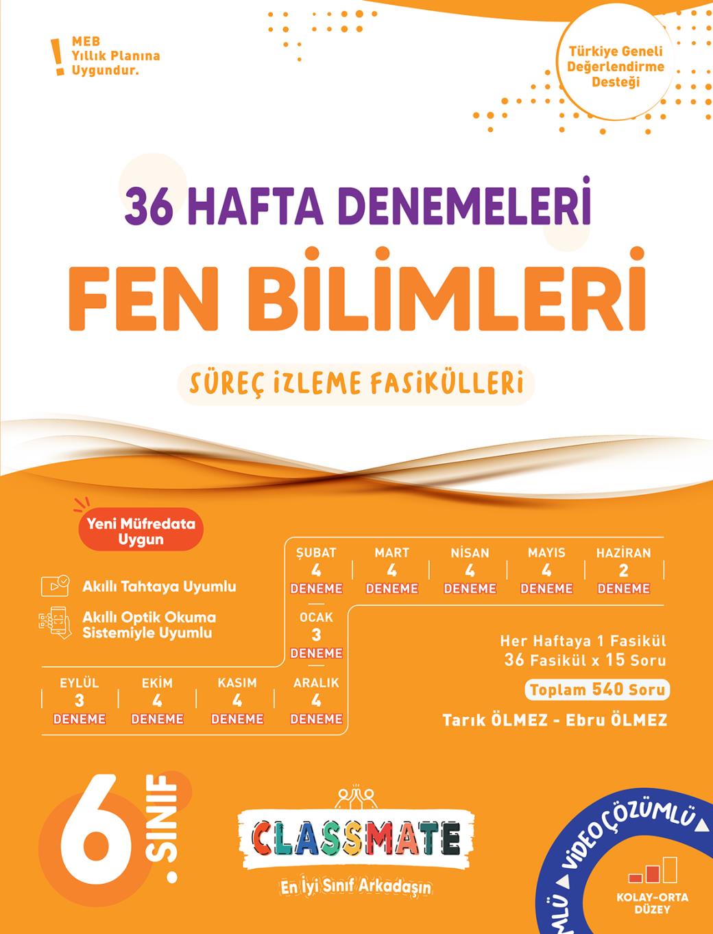 OKYANUS YAYINLARI 6.SINIF CLASSMATE 36 HAFTA DENEMELERİ FEN BİLİMLERİ